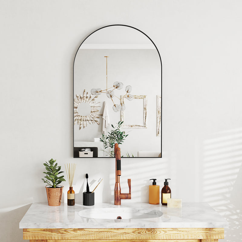 Specchio ad Arco 60x3x90 cm in Lega di Alluminio e Vetro Nero   