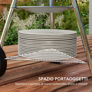 Barbecue a Carbonella con Griglia in Acciaio Coperchio e Prese d'Aria e Ruote Nero   