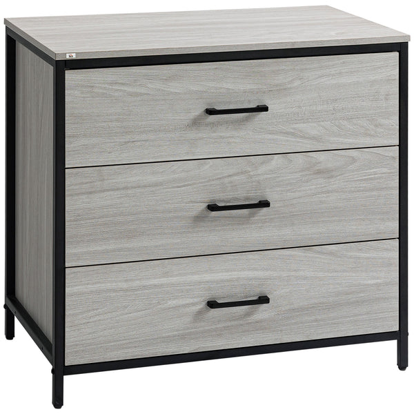Commode 3 Tiroirs 80x48x78 cm en Bois et Acier Gris Clair sconto