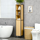 Mobile da Bagno a 3 Livelli con Torre per Asciugamani 30x28x168 cm in Truciolato e Acciaio Nero