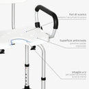 Sedia per Doccia con Braccioli 54x52x70-82 cm in Lega di Alluminio e HDPE Bianco