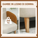 Divano 2 Posti Stile Nordico 138x73x74 cm in Tessuto Effetto Velluto e Legno Crema e Arancione  