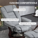 Poltrona Reclinabile 85x82x106 cm con Poggiapiedi in Pelle PU e Acciaio Grigio 