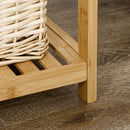 Mobiletto da Cucina 42,8x33x70 cm con Vassoio Removibile in Bambù Bianco e Legno