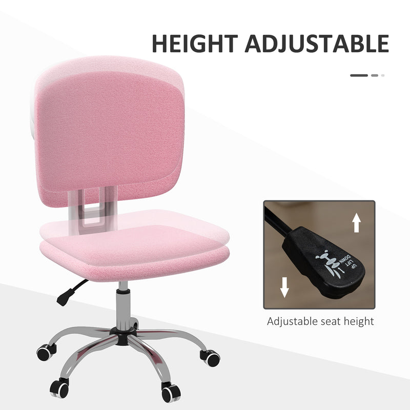 Sedia da Ufficio Operativa 48x53x80-90 cm in Tessuto Effetto Lino Rosa