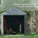Capanno Box per Attrezzi da Giardino 160x218x172 cm Tenda in PE anti UV e Acciaio Grigio scuso