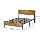 Struttura Letto Matrimoniale 149x207x104 cm in Truciolato con Testiera e Pediera Marrone