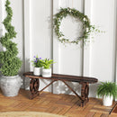 Panchina da Giardino 120x29x39 cm con Gambe a Ruota di Carro e Seduta a Doghe Marrone   