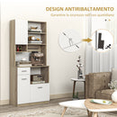 Mobile Dispensa 80x35x180 cm Ripiano con Foro Passacavi Bianco e Rovere   