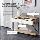 Tavolo Consolle Ingresso con 2 Cassetti e Ripiano Inferiore 100x33,5x76,5 cm in MDF Truciolato e Acciaio