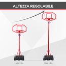 Canestro Basket Autoportante 210-260 cm Altezza Regolabile  e Ruote in Acciaio Rosso