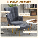 Poltrona con Pouf Poggiapiedi 71x77x99 cm in Tessuto Effetto Velluto Grigio