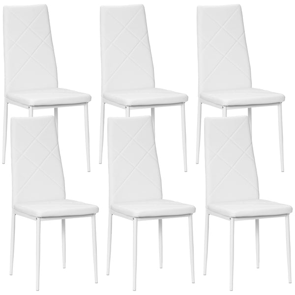 Set 6 Sedie da Pranzo Moderne Schienale Alto Cuciture a Diamante 41x50x97 cm Bianco acquista