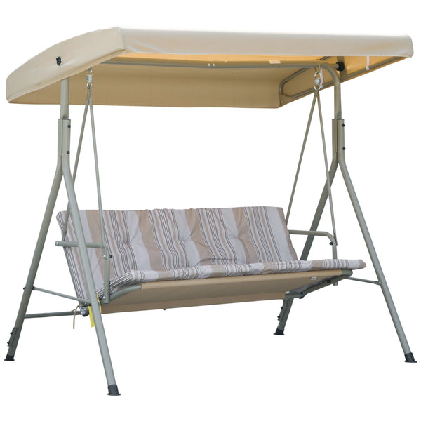 Dondolo 3 Posti da Giardino 172x110x156 cm in Acciaio Marrone e Beige prezzo