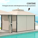 Gazebo da Giardino 370x303x290 cm Tende Laterali e Zanzariere Beige   