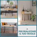 Set 4 Gambe per Tavolo 12x12x71 cm in Acciaio Preforato Nero
