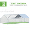 Pollaio Gabbia per Galline 600x303,5x195 cm in Metallo con Copertura in Tessuto Oxford Argento