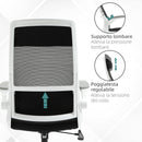 Sedia Poltrona Direzionale da Ufficio 77x75x115-125 cm in Tessuto a Rete Poliestere Nera e Bianca