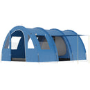 Tenda da Campeggio per 5-6 Persone 475x315x215 cm con 2 Porte Finestre e Tasche Portaoggetti Blu