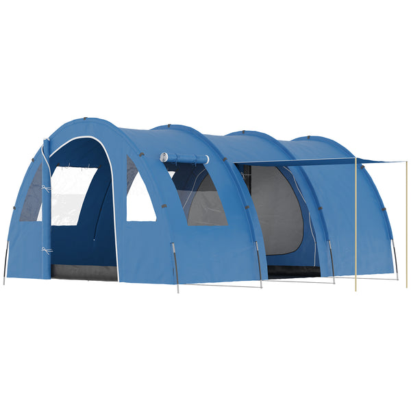 sconto Tenda da Campeggio per 5-6 Persone 475x315x215 cm con 2 Porte Finestre e Tasche Portaoggetti Blu