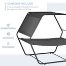 Lettino Prendisole 2 Posti da Giardino 210x140x177 cm con Tetto Parasole in Acciaio Grigio