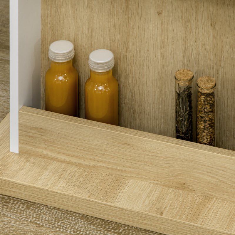 Isola per Cucina 4-6 Persone con Armadietti e Ripiani Aperti 110x70x75,5 cm in Truciolato Bianco e color Legno