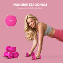 Set 2 Manubri Palestra 1 kg Pesi esagonali per Allenamento Rosa