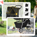Passeggino per Cani Taglia Piccola 75x45x97 cm Pieghevole con Ruote Girevoli e Freno Nero  