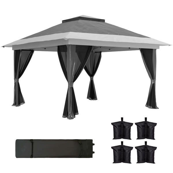 Gazebo da Giardino Pop-Up 356x356x280 cm Altezza Regolabile e Protezione UPF50+ Borsa con Ruote Grigio sconto
