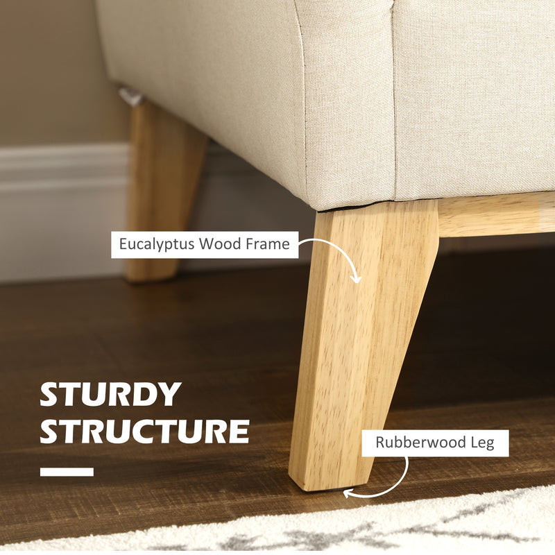 Divano 2 Posti 137x78x78 cm in Tessuto Effetto Lino Beige