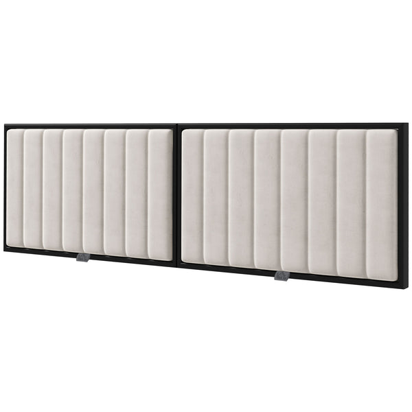 online Testiera Letto Matrimoniale Imbottita in Velluto a Parete per Letti da 180cm   Crema