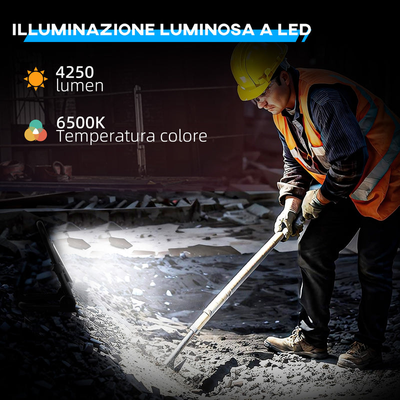 Faretto LED da Esterno IP65 25,5x16x25,5 cm da 6500k con Testa Girevole e Supporto Nero  