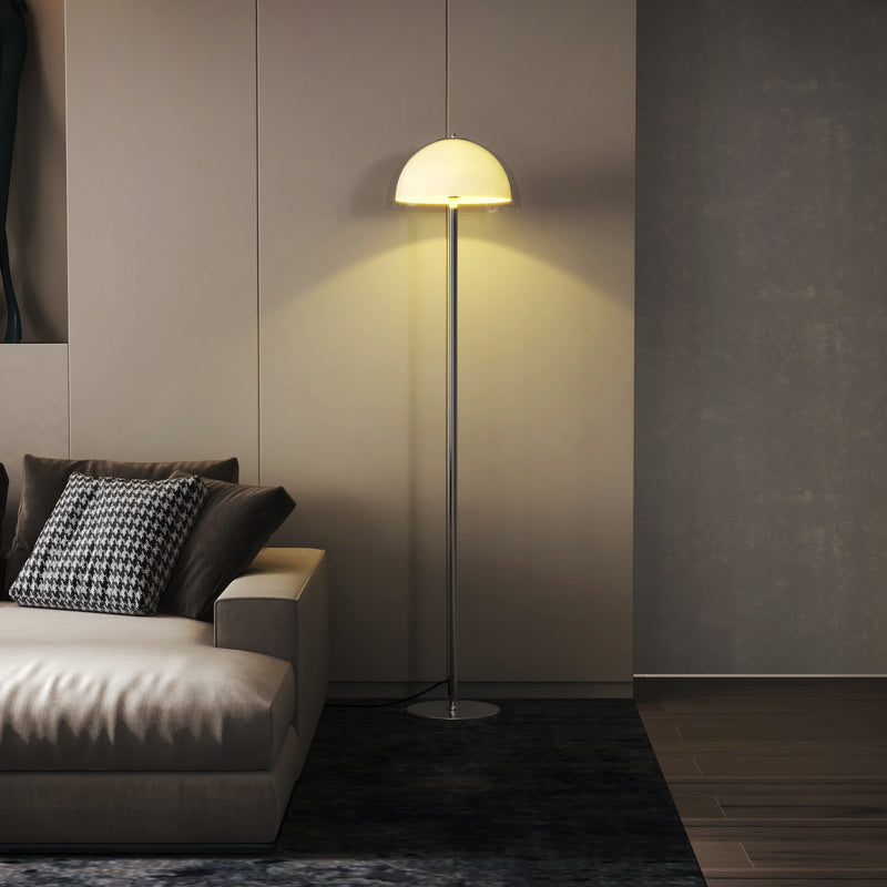 Piantana da Interno Lampada da Terra Paralume Doppio E27 Metallo e Acrilico 35x150 cm Bianco  