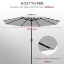 Telo per Ombrellone da Ø295 cm 8 Stecche Palo Centrale o Laterale Resistente all'Acqua Bianco  