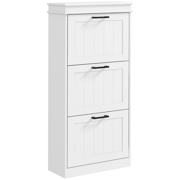 prezzo Scarpiera 3 Cassetti Ribaltabili e Regolabili 15 Paia di Scarpe 54x24x117,5 cm Bianco