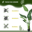 Set 2 Piante Artificiali Palma del Viaggiatore da Interno e Esterno H150 cm con Vaso Verde