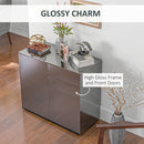 Credenza Moderna con 2 Armadietti e 2 Cassetti con Apertura a Pressione 79x36x74 cm  Nero Lucido