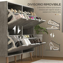Mobile Scarpiera con 4 Cassetti Ribaltabili 95x26x95 cm a 2 Livelli per 16 Paia in Legno Grigio  