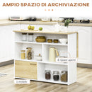Isola da Cucina con Piano a Ribalta 116x79,5x91 cm in MDF Bianco e Legno Naturale
