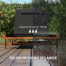 Lettino Prendisole 84x200x101 cm Schienale Regolabile su 4 Posizioni in Legno e Textilene Nero  