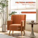 Poltrona Moderna da Camera 70x76x92 cm in Tessuto Effetto Velluto Marrone 