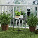 Tavolino da Giardino Pieghevole con Vassoio Rimovibile Ø46x50 cm in Acciaio Nero 