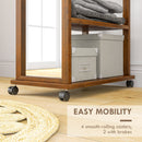 Specchio da Camera e Ingresso con 3 Ripiani Inferiori e Binario 35,8x59,8x170 cm in Legno e Vetro 