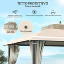 Gazebo da Giardino 370x303x290 cm Tende Laterali e Zanzariere Beige   