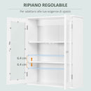 Pensile da Bagno Armadietto con Anta a Vetro 55x20x65 cm in Legno Bianco  