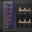 Cantinetta Vino Refrigerata per 12 Bottiglie Doppio Controllo Temperatura Ripiani Regolabili e Luci Nero    