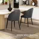 Set 2 Sedie da Pranzo Schienale a Conchiglia in Pelle PU Grigio Scuro   