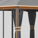 Gazebo da Giardino 3x4m con Tende e Zanzariere Grigio e Marrone