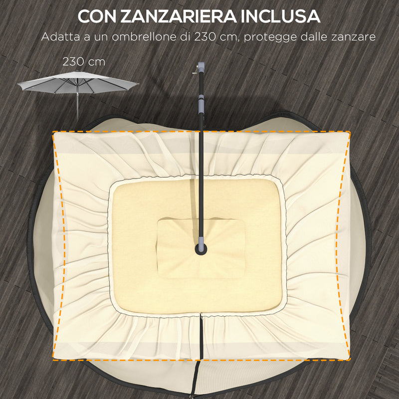 Zanzariera per Ombrellone 3x2,3 m Regolabile a Rete Fitta con Apertura a Cerniera Beige   