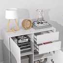 Credenza Moderna con 2 Armadietti e 2 Cassetti con Apertura a Pressione 79x36x74 cm  Bianco Lucido